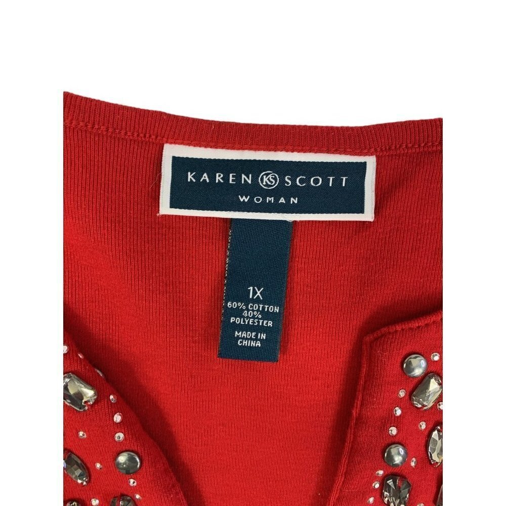 Karen Scott Women's Roxy Red Top - Picture 3 of 7